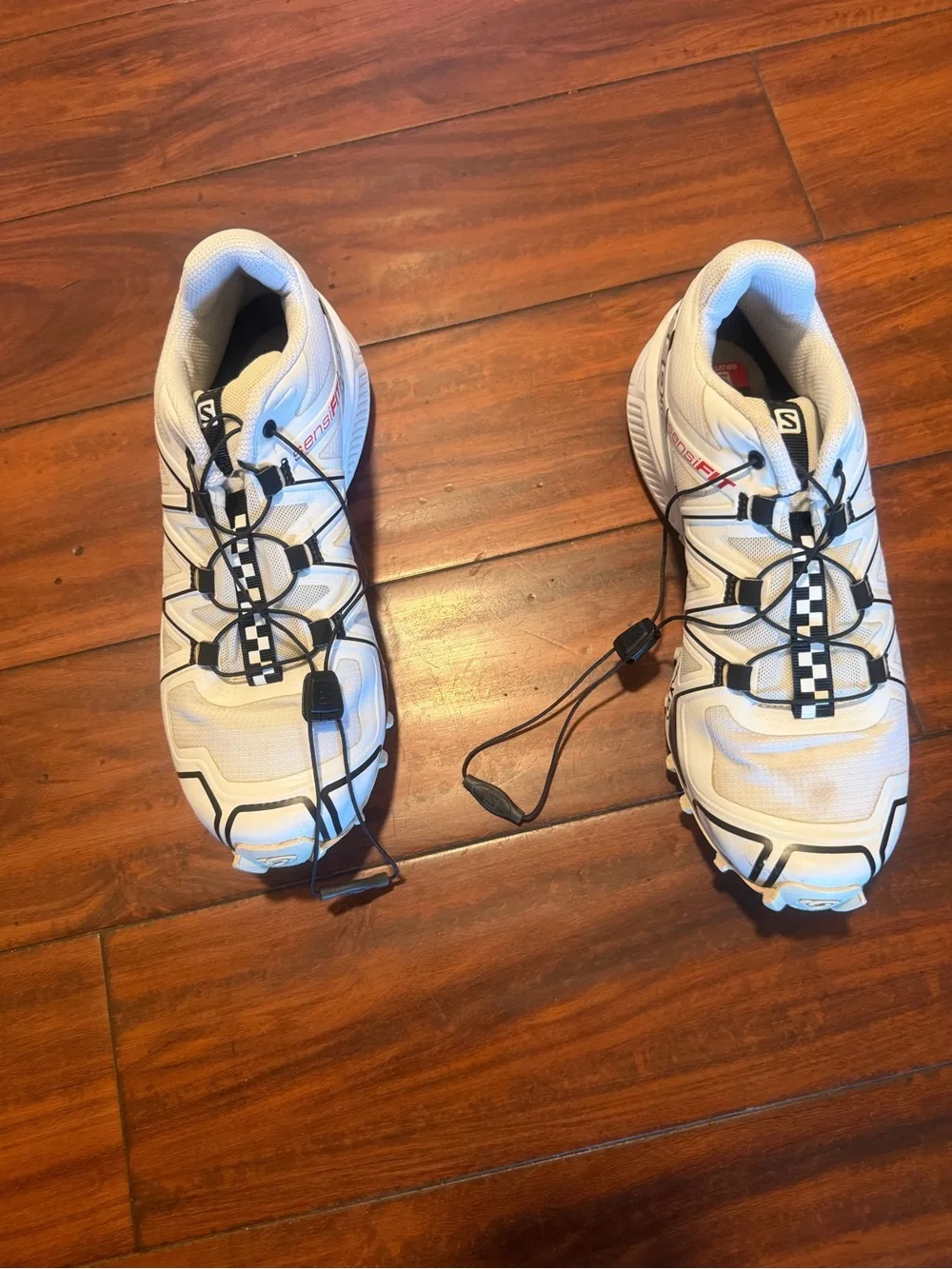 Salomon White and Black speed cross offroad unisex shoes
